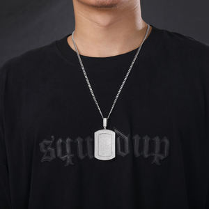 דרופשיפינג פס בודק יהלומים באיכות גבוהה כסף סטרלינג 925 VVS מויסניט יהלום אייס אאוט מלבן תליון תג כלב - Product Image 5