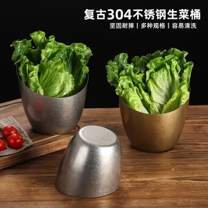 Stainless Steel Slanted Bowl For Restaurant Salad <b>Vegetable</b> Serving Party Use - Product Image 3