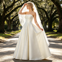 Robe de mariée, robe de mariée en satin style princesse, robe de mariée bustier à décolleté cœur longueur ras du sol pour événements de mariage