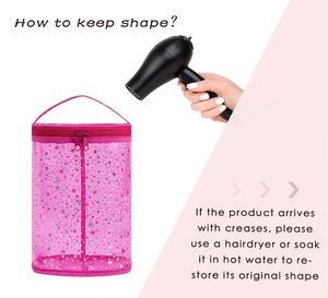 Clear Star Lotion Cylinder Bag for Toiletry,<b>Waterproof</b> PVC <b>Sunscreen</b> Travel Makeup Bag,Top Handle Cosmetic Bag - Product Image 3