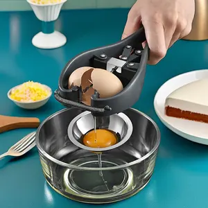 أداة تكسير بيض سهلة الاستخدام للعائلة ، قاطع قاطع البيض الأبيض لصفار البيض ، أدوات صنع الكعك بفتّاحة بيض من الفولاذ المقاوم للصدأ