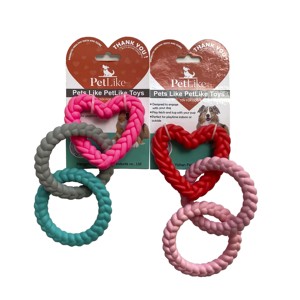 San valentino a forma di cuore 3 anelli TPR Pet <span class=keywords><strong>Dog</strong></span> rimorchiatore e masticazione giocattolo interattivo cane macinazione forniture molari - Product Image 1