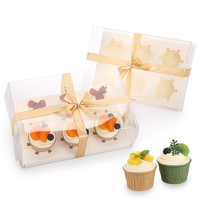 Boîte à cupcakes transparente personnalisée en PVC PET, boîtes carrées mini transparentes pour cupcakes, emballage transparent pour gâteaux