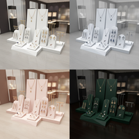 Ensemble de présentoirs à bijoux modernes et élégants en MDF blanc de qualité supérieure + métal, personnalisables, pour la présentation en boutique