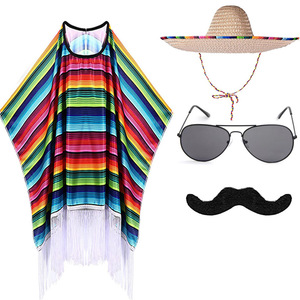 Poncho Mexicano de Estilo Serape - Ponchos Mexicanos <span class=keywords><strong>para</strong></span> Fiesta del Cinco de Mayo <span class=keywords><strong>para</strong></span> Adultos y Niños - Product Image 2
