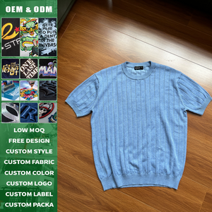 Camiseta de Punto con Cuello Redondo, Estilo Jacquard de Lujo Ligero, Textura Vertical, Unisex, Producción en Pequeños Lotes, Personalizable - Product Image 2