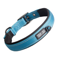 Collier de chien rembourré avec sangle en nylon double couche réfléchissant et robuste avec boucle de ceinture en métal