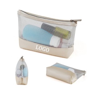 Borsa personalizzata impermeabile per <span class=keywords><strong>Make</strong></span> <span class=keywords><strong>Up</strong></span> con cerniera cosmetica Mini da toilette personalizzabile Organizer per trucco in rete di Nylon - Product Image 3