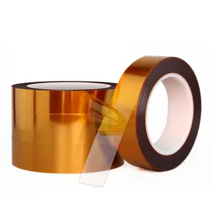 0.05mm heat resistance PET acrylic adhesive tape brown amber yellow Polyester film tape with release liner sheet for die cutting