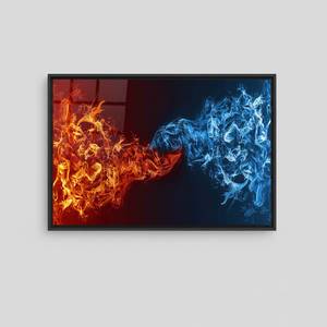 Elegant Fire and Ice Abstract Glass Wall Art Printed Canvas,<b>BLACK</b> <b>FRAMED</b> CANVAS - Product Image 2