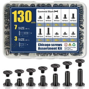 Chicago Screws Assortment Kit 130pcs Metric Black Plated Steel M4 M5 Threaded Rivets For Furniture Assembly - Product Image 1