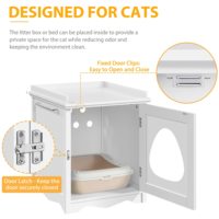 Armoire à litière pour chat dissimulée avec barre porte-serviettes, en bambou et bois, anti-chien, grande capacité et espace intérieur de 100L