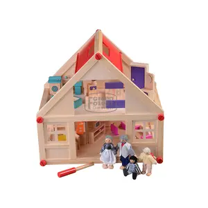 Mini Casa de juguete casa de muñecas en miniatura de madera Kit de casa de muñecas