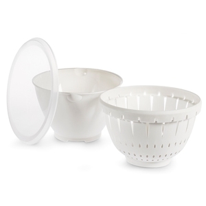 Conteneur passoire en polypropylène 22 cm avec couvercle blanc pour usage en cuisine - Product Image 1