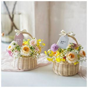 Thân Thiện Với Môi <span class=keywords><strong>Wicker</strong></span> Mây Pe Mây Dệt <span class=keywords><strong>Mini</strong></span> Vòng Handmade Đa Chức Năng Không Thấm Nước Hoa Lưu Trữ Giỏ - Product Image 2