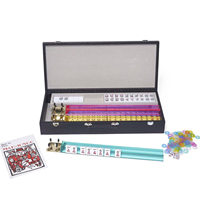 Kit de Mahjong de Luxe en Cuir PU Rose avec Boîte de Rangement Personnalisée, Tuiles et Jetons pour 4 Joueurs, Portable/Durable, Vente en Gros