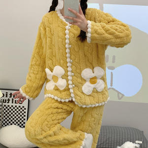 Samweststart pigiama da uomo in peluche ispessito per il tempo libero semplice alla moda caldo di mezza età giovane papà vestiti per la casa 2 pezzi - Product Image 3