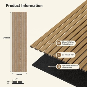 Pannelli Acustici in <span class=keywords><strong>Legno</strong></span> Impiallacciato a 3 Lati Premium, Pannelli Fonoassorbenti Akupanel per Studio, Sala Conferenze, Villa - Product Image 2