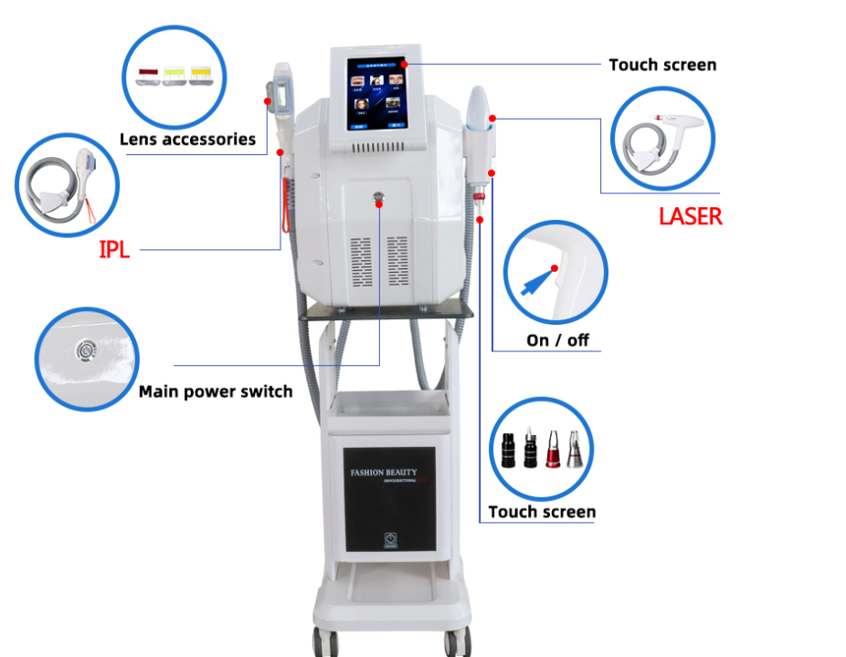 2 en 1 Nd Yag Laser/máquina de eliminación de tatuajes portátil Ipl Hair Removal Laser