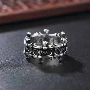Anillo Unisex de <span class=keywords><strong>Doble</strong></span> Capa con Cruz de Estilo Retro Europeo y Americano, Anillos de Joyería de Aleación Abiertos para Mujeres y Hombres - Product Image 2