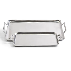 ถาดเสิร์ฟสําเร็จรูปเคลือบเงาพร้อมที่จับโลหะจานอาหารเค้กช็อคโกแลตหรูหราถาดเสิร์ฟอาหารตกแต่งสําหรับห้องครัว - Product Image 2