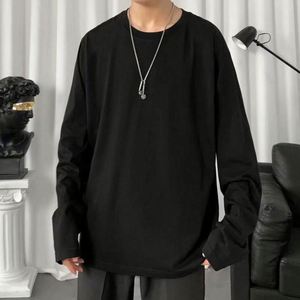 เสื้อยืดผู้ชายสำหรับฤดูใบไม้ร่วงและฤดูหนาว ขายส่ง เสื้อผ้าชั้นใน ผ้าฝ้ายผสมสแปนเด็กซ์ ผ้าถักเนื้อนุ่ม ทรงหลวม ปักลาย เสื้อพูลโอเวอร์แบบทางการ แขนยาว - Product Image 6