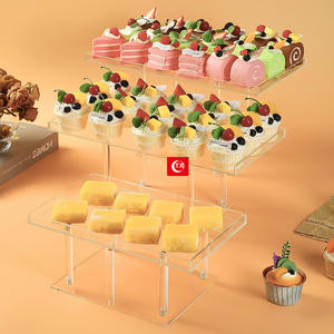 MayoresTransparent <span class=keywords><strong>Square</strong></span> Acrylic Postre <span class=keywords><strong>Cake</strong></span> <span class=keywords><strong>Stand</strong></span> PC Plastic Self-Service Cupcake Tray para Fruit Display INS - Product Image 1