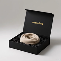 Emballage de luxe personnalisé, boîte-cadeau magnétique noire avec insert en satin, doublure en satin à l'intérieur