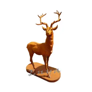 英国热卖铸造厂直销仿古金属铸铁鹿雕像终身大小皇家牡鹿草坪和花园装饰
