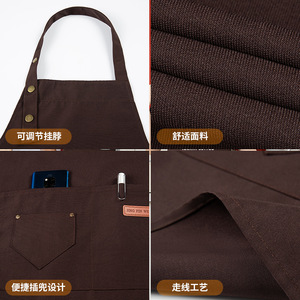 Canvas Waterproof <b>Apron</b> One Size Adjustable Halter Neck For Kitchen Restaurant Food Service With Logo Printing - Product Image 2