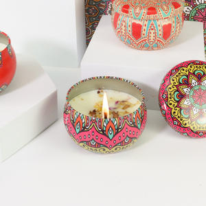 Accetta il marchio e i profumi personalizzati bella piccola candela di soia in metallo profumato con fiori secchi - Product Image 2