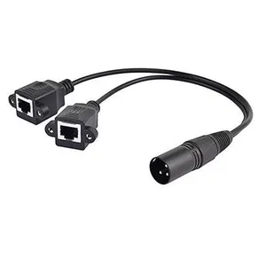 Kabel ekstensi jaringan LAN Ethernet wanita, 3-Pin XLR jantan ke 2 x RJ45