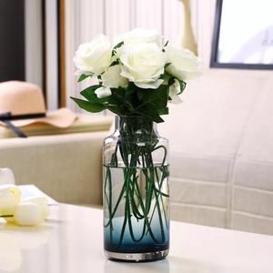 Vase en verre sodocalcique translucide, style européen, dégradé bleu-vert, forme droite, modèle CVH941, <span class=keywords><strong>pour</strong></span> décoration florale <span class=keywords><strong>de</strong></span> pièce. - Product Image 3