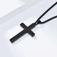 Kalung Liontin Salib Yesus Sederhana Nan Indah Bahan Stainless Steel untuk Pria, Perhiasan Fashion Grosir Religius