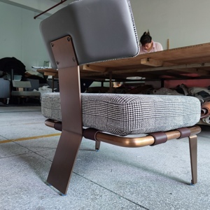 Single Lounge <strong>Chair</strong> with Metal <strong>Frame</strong>, Fabric Upholstered Seat and Back, Modern Commercial Accent <strong>Chair</strong> for Hotel and Lounge - Product Image 3
