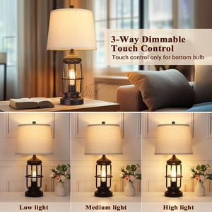 Table <b>Lamp</b> Set Of 2 With USB Ports <b>Touch</b> Control Dimmable <b>Bedside</b> <b>Lamp</b> Farmhouse Rustic Style - Product Image 4