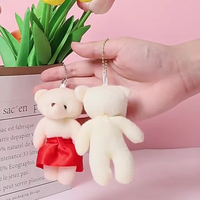 En gros, porte-clés en peluche ours mignon de 11 cm pour cadeaux d'anniversaire et de mariage, pendentif de porte-clés et jouet à griffes