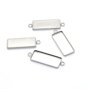 Support rectangulaire en acier inoxydable pour pierres précieuses avec anneau de suspension pour accessoires de bijoux DIY - Product Image 5