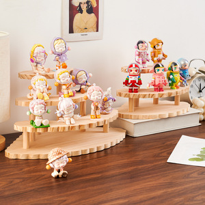 Solid wood tiered display rack, wooden <b>desktop</b> storage rack, display <b>shelf</b> for figurines, toys, cosmetics, and succulents. - Product Image 1
