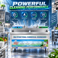Évier commercial à double bac avec lave-légumes pour projets de restauration et fournitures de cuisine