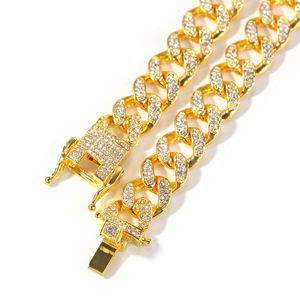 بيع بالجملة رخيصة الهيب هوب مغني الراب المجوهرات وارتفع الذهب مثلج من الكريستال 13 الماس وصلة كوبية قلادة سوار مجموعة قلادة - Product Image 4