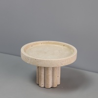 Plateau de service et de présentation en travertin beige de luxe pour la maison et l'hôtel, idéal pour le rangement de bijoux