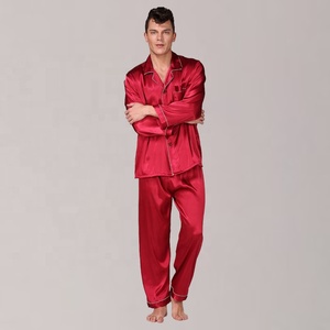 Black <strong>Pajamas</strong> <strong>Set</strong> for <strong>Men</strong> Man Satin <strong>Pajamas</strong> Pjs With Pants L-3XL <strong>Pajama</strong> Navy Color Sleepwear - Product Image 3