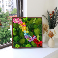 Décoration murale moderne de luxe pour maison et hôtel, peinture 3D colorée de fleurs naturelles, mousse de renne stabilisée, cadres en bois