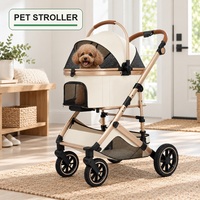 Poussette pour animaux de compagnie détachable avec cadre pliable, auvent en maille et roues en EVA pour chiens et chats lors des promenades quotidiennes