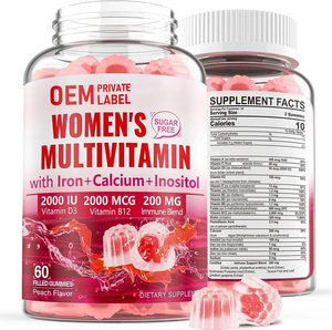 Gomitas Multivitamínicas para Mujer OEM con Multivitaminas A, C, D3, E, K2, Complejo <span class=keywords><strong>B</strong></span>, Folato, Biotina, Calcio, Magnesio, Apoyo Energético - Product Image 1
