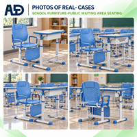 Ensemble de chaise de bureau ergonomique réglable pour étudiant, station d'étude inclinable avec repose-pieds, structure en acier inoxydable, mobilier scolaire