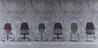 Chaise de bureau ergonomique moderne en tissu maillé, avec accoudoirs fixes et base rotative en acier inoxydable, noire – Vente en gros usine