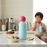 Bouteille d'eau sphérique de 15 oz pour enfants, en acier inoxydable, isotherme, avec couvercle élégant en forme de boule