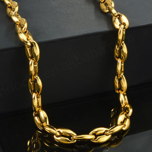 Collier tendance hip-hop en acier inoxydable plaqué or 18 carats avec chaîne en forme de grain de café pour femme, idéal pour un anniversaire - Product Image 2